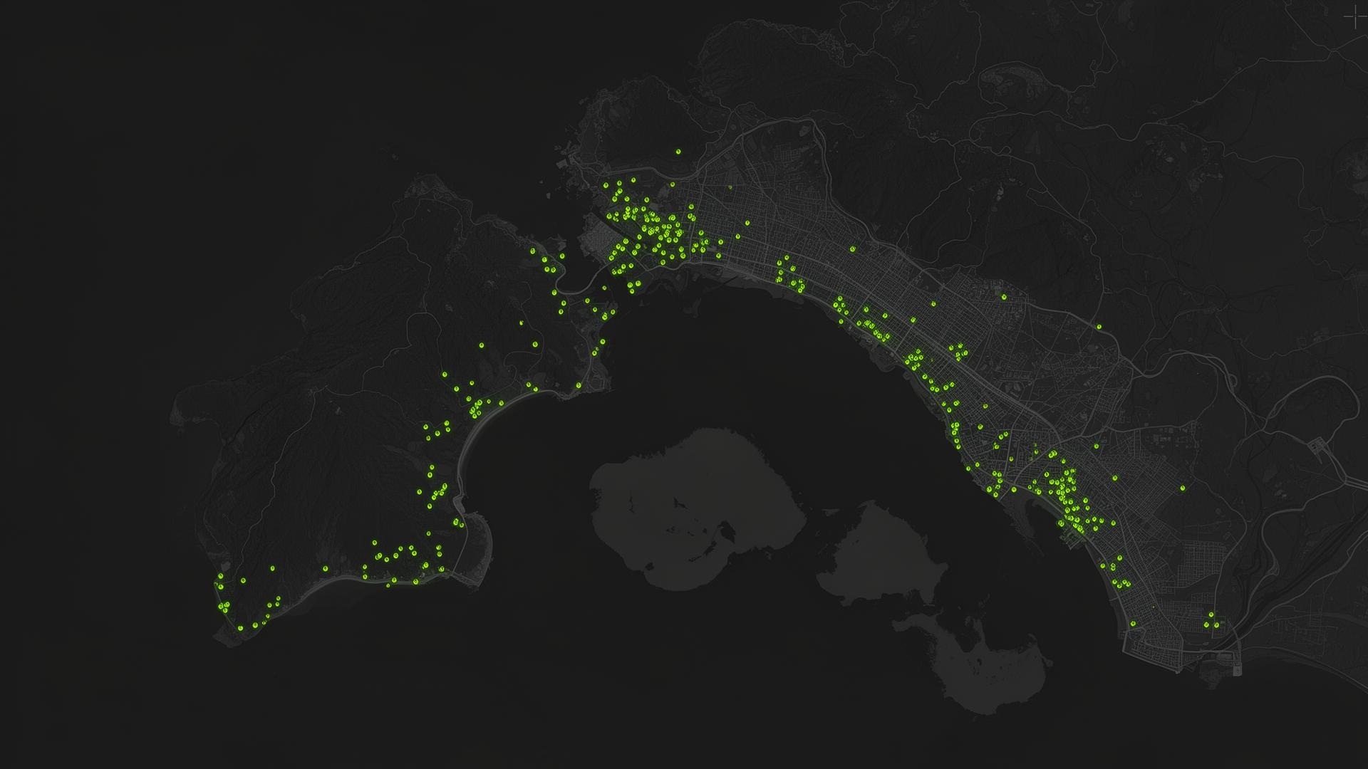 Mapa de entregas da MOVA no Rio de Janeiro